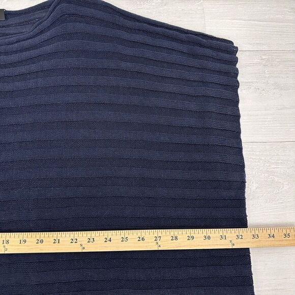 Eskandar Kaftan Poncho OS Linen Lagenlook Sweater Tunic Top Handloomed Knit Blue - Picture 9 of 11